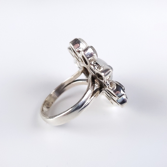 925 Sterling Silver Flower Starburst Rainbow Moonstone Ring New Size 7.75 - Picture 13 of 16